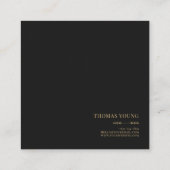 Black and Gold Floral Geometric Hydrangea スクエア名刺 (裏面)