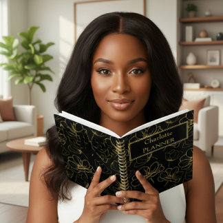 Black and Gold Floral Name プランナー手帳