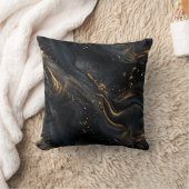 Black and Gold Fluid Marble クッション (ブランケット)