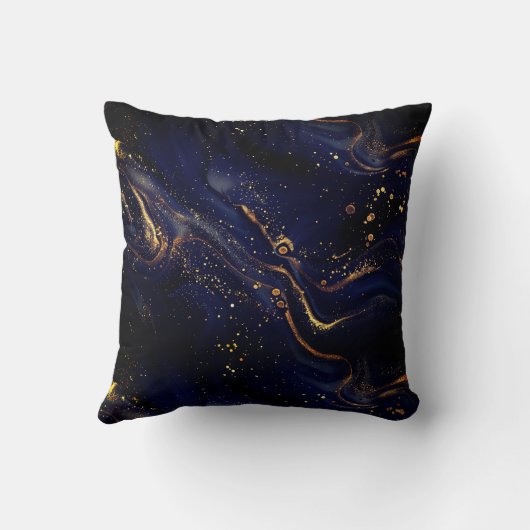 Black and Gold Fluid Marble クッション (裏面)