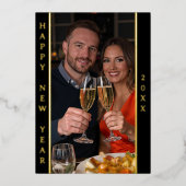 Black and Gold Foil Happy New Year | Photo 箔シーズンカード (正面)