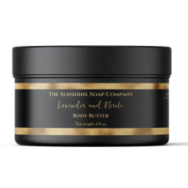 Black and Gold Foil Luxury Cosmetics Jar Label ラップアラウンドラベル
