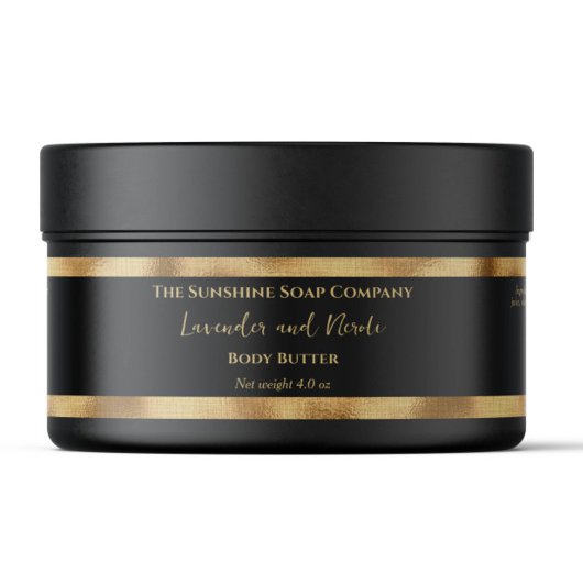 Black and Gold Foil Luxury Cosmetics Jar Label ラップアラウンドラベル