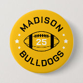 Black and Gold Football Player Jersey Number 缶バッジ (正面)