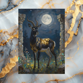 Black and Gold Gazelle Themed Happy Birthday  カード