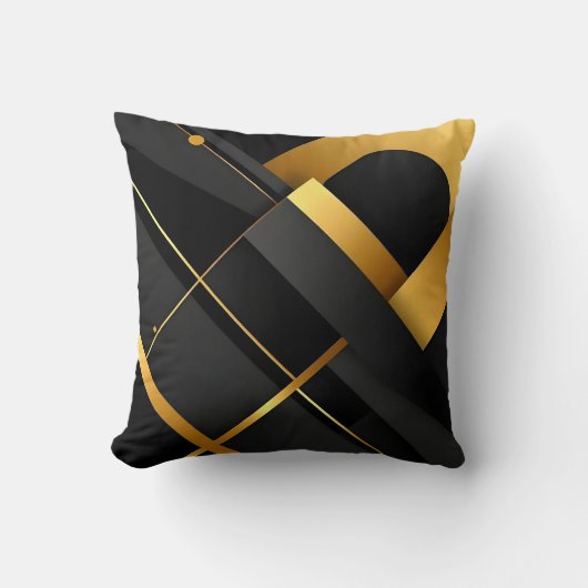 Black and Gold Geometric Art クッション (正面)