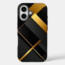 Black and Gold Geometric Art iPhone 16ケース