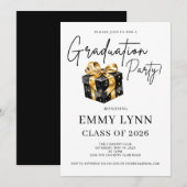 Black and Gold Gift Class of 2026 Graduation Party 招待状 (正面/裏面)
