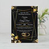 Black and Gold Glam Luxury Wedding Invitation  箔招待状 (立ち正面)