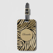 Black and Gold Glam Zebra Print ラゲッジタグ (正面縦)