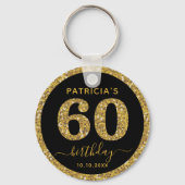Black And Gold Glitter 60th Birthday Party Favor   キーホルダー (正面)