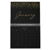 Black and Gold Glitter Elegant Modern Script 2026 カレンダー (1月 2027)