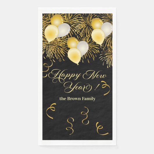 Black and Gold Glitter New Year's Eve Party  (正面)