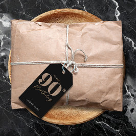 Black and Gold Glitter Numeral 90th Birthday  ギフトタグ