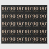 Black and Gold Glitter Numeral 90th Birthday  ラッピングペーパー (フラット)