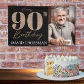 Black and Gold Glitter Numeral 90th Birthday 横断幕