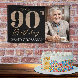 Black and Gold Glitter Numeral 90th Birthday  横断幕