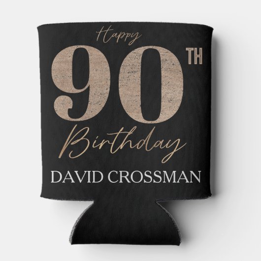Black and Gold Glitter Numeral 90th Birthday  缶クーラー (裏面)