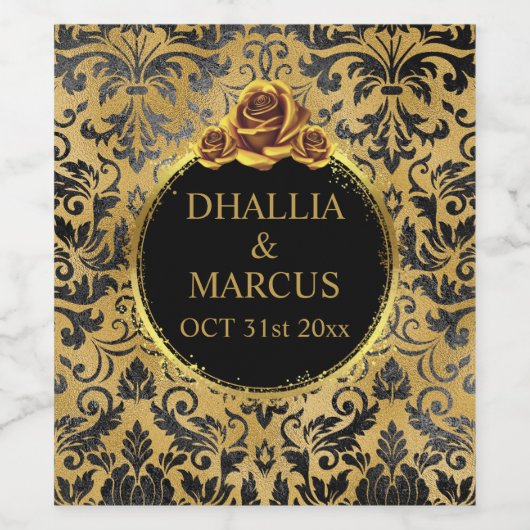 Black And Gold Goth Pattern  ワインラベル (シングルラベル)