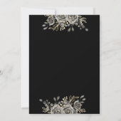 Black And Gold Gothic Floral Monogram Wedding 招待状 (裏面)