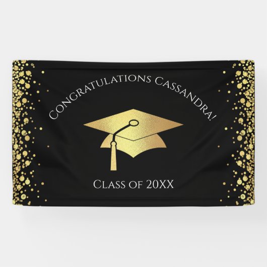 Black and Gold Graduation 横断幕 (横)