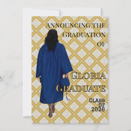 Black and Gold Graduation Announcement Invite カード (正面)