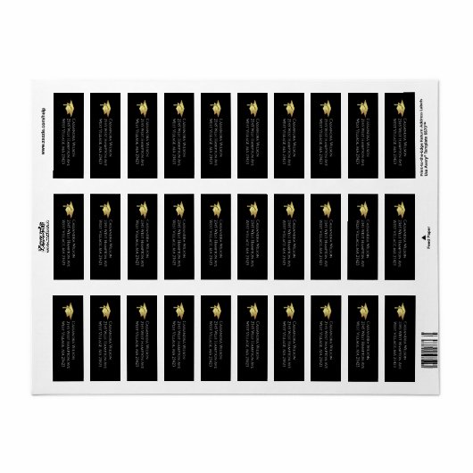 Black and Gold Graduation Return Address ラベル (フルシート)