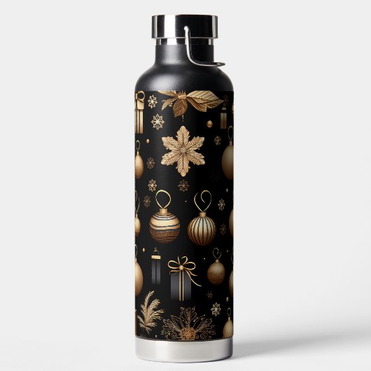 BLACK AND GOLD HOLIDAY CHRISTMAS ORNAMENTS ウォーターボトル (左面)