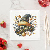 BLACK AND GOLD HOLIDAY CHRISTMAS THEME スタンダードランチョンナプキン (インサイチュ)
