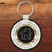 Black and Gold Home - Realtor Custom Keychain キーホルダー (正面)