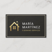 Black and Gold House Cleaning Services Slate Stone 名刺 (正面)