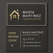 Black and Gold House Cleaning Services Slate Stone 名刺