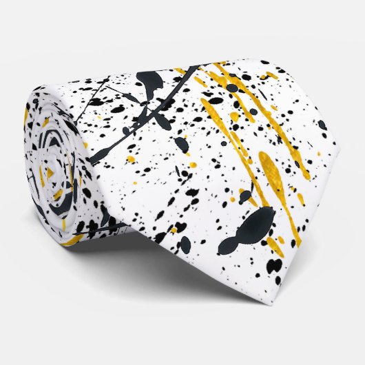 Black and Gold Ink Strokes ネクタイ (ロール)