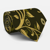 Black and Gold Leaves and Swirls ネクタイ (ロール)