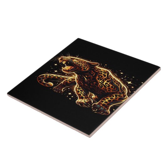 Black and Gold Leopard on a 6x6 Decorative タイル (側面)