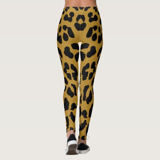 Black and Gold Leopard Print Safari Pattern レギンス (裏面)