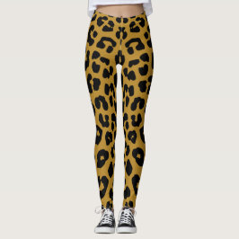 Black and Gold Leopard Print Safari Pattern レギンス