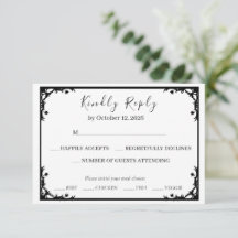 Black and Gold Luxury Wedding RSVP Card