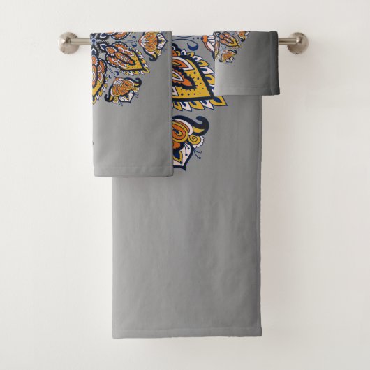 Black and Gold Mandala Floral Art バスタオルセット (インサイチュ)