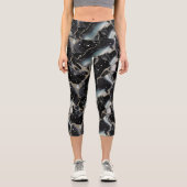 Black And Gold Marble Abstract Modern カプリレギンス (正面)