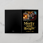 Black and Gold Merry and Bright Photo Christmas 箔シーズンカード (外側レイダウン)