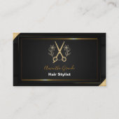 Black and Gold Minimalist Stylist Hair Salon 名刺 (正面)