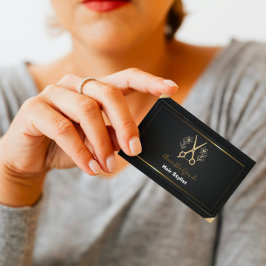 Black and Gold Minimalist Stylist Hair Salon 名刺