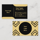 Black and Gold Modern Executive Business Card Temp 名刺 (正面/裏面)