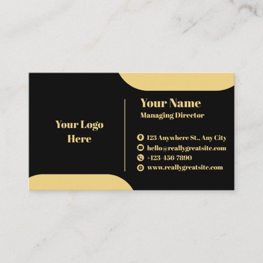 Black and Gold Modern Executive Business Card Temp 名刺 (正面)