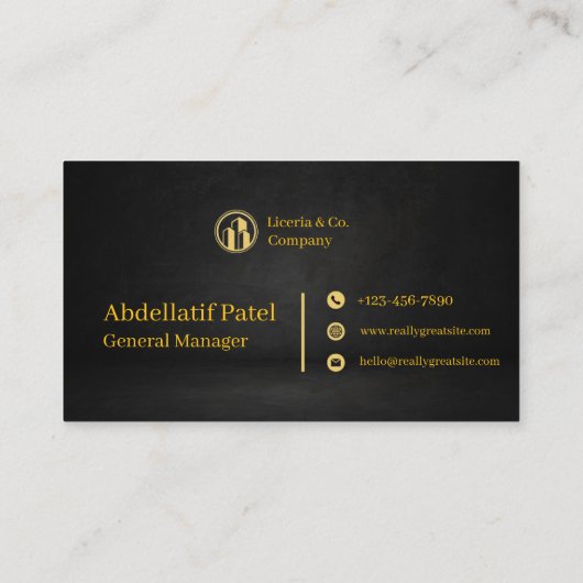 black and gold modern manager business card 名刺 (裏面)