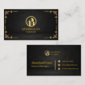 black and gold modern manager business card 名刺 (正面/裏面)