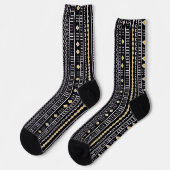 Black And Gold Modern Mud Cloth Socks ソックス (左)