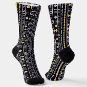 Black And Gold Modern Mud Cloth Socks ソックス (傾斜あり)