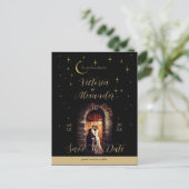 Black and Gold Modern Whimsigoth Celestial Arch 案内ポストカード (スタンド正面)